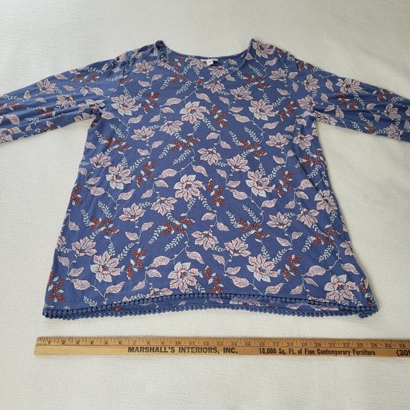 J Jill Top Tunic Women’s Floral Patchwork Print Tank Pink Blue Size L Cottage - Picture 6 of 16